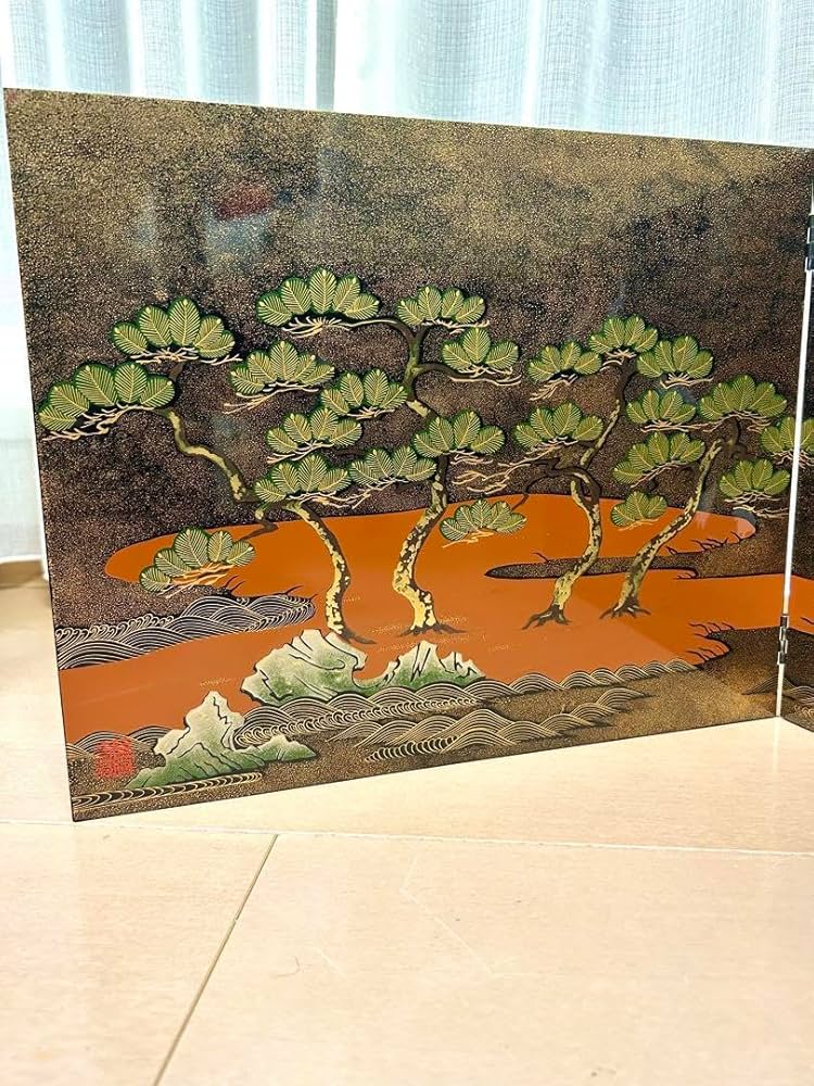 Amazon｜ついたて 衝立 屏風 漆塗り 会津塗り 漆芸 蒔絵 美術